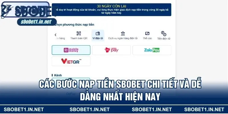 Các bước nạp tiền Sbobet chi tiết và dễ dàng nhất hiện nay