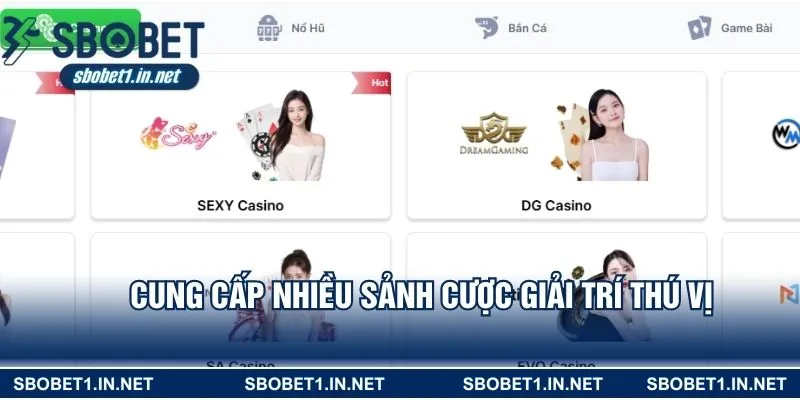 Cung cấp nhiều sảnh cược giải trí thú vị